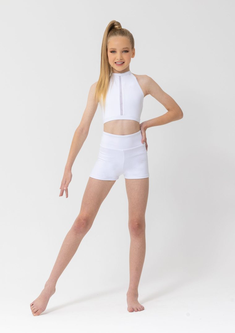 white dance crop top