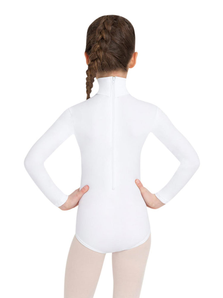 White long sale sleeve turtleneck leotard