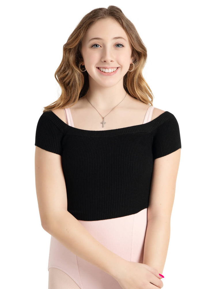 Capezio Ribbed Knit Cropped Sweater