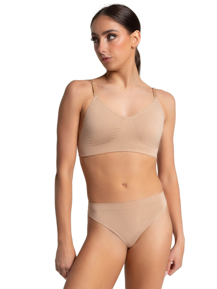 Capezio Seamless Clear Back Bra w/ Straps, Adults