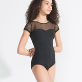 Capezio Meryl Mesh Yoke Short Sleeve Leotard, Adults